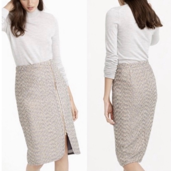 J. Crew Front Zip Pencil Skirt Sparkly Purple Gold Metallic Tweed Skirt Size 0 - Picture 11 of 17